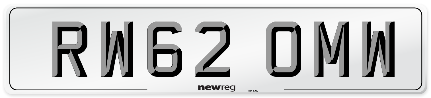 RW62 OMW Number Plate from New Reg